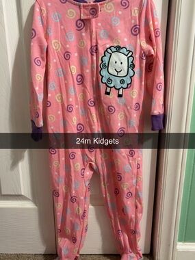 Kidgets Pink Lamb One-Piece Pajama Set with Purple Accents